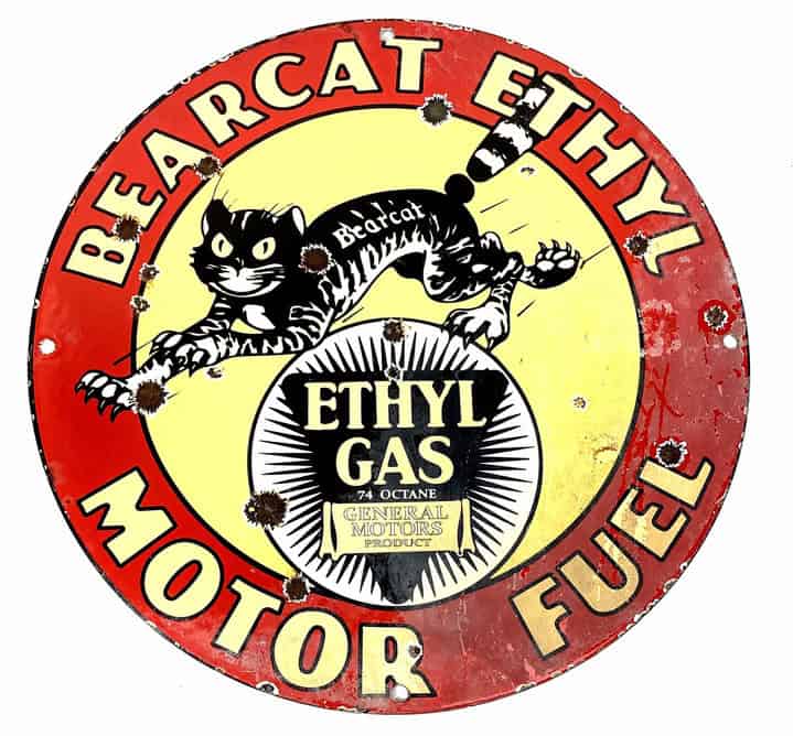 Porcelain Enameled Bearcat Ethyl Motor Fuel Sign Ej S Auction Appraisal